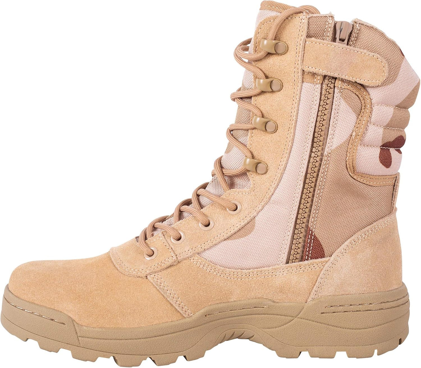 Men's Military Tactical Work Boots with Side Zipper Design