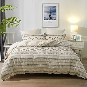 PHF 100% Cotton Jacquard Duvet Cover Set for King Size Beds