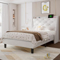 Feonase Velvet Twin Bed Frame with Wingback Headboard - Built-in