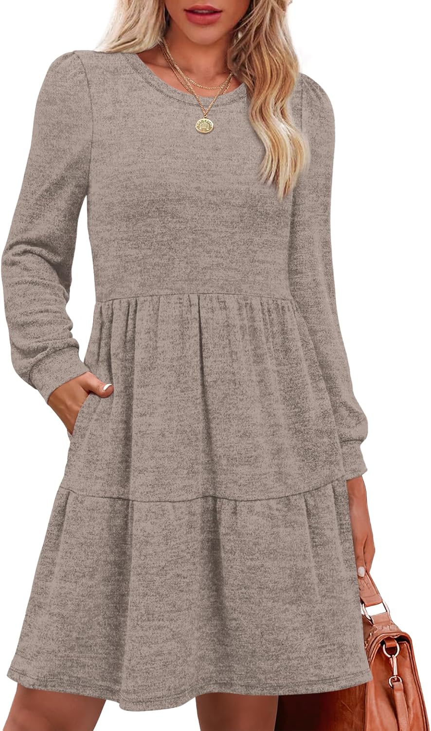 OFEEFAN Womens Long Sleeve Fall Dresses with Pockets for 2025