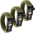 Survival Paracord Bracelet - 12 ft Cord with Compass and Whistle