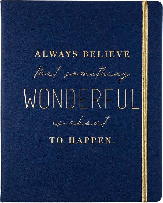 Eccolo Large Blue Journal - 256 Ruled Pages, Lays Flat, Ideal for Work or School