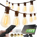 luckystyle 200FT Solar String Lights Outdoor 2200K - Dimmable, Long