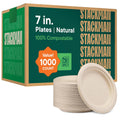 100% Compostable Paper Plates 7 in - Heavy Duty Dessert Plates