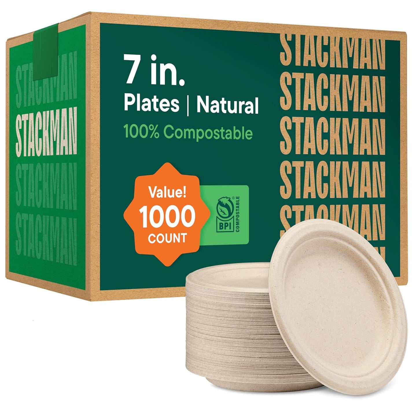 100% Compostable Paper Plates 7 Inch for Eco-Friendly Dining