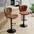 Bar Stools Set of 2 Faux Leather Counter Height Stools - Adjustable