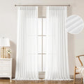Bright White French Pleat Sheer Curtains 90 in Length - Soft Pinch