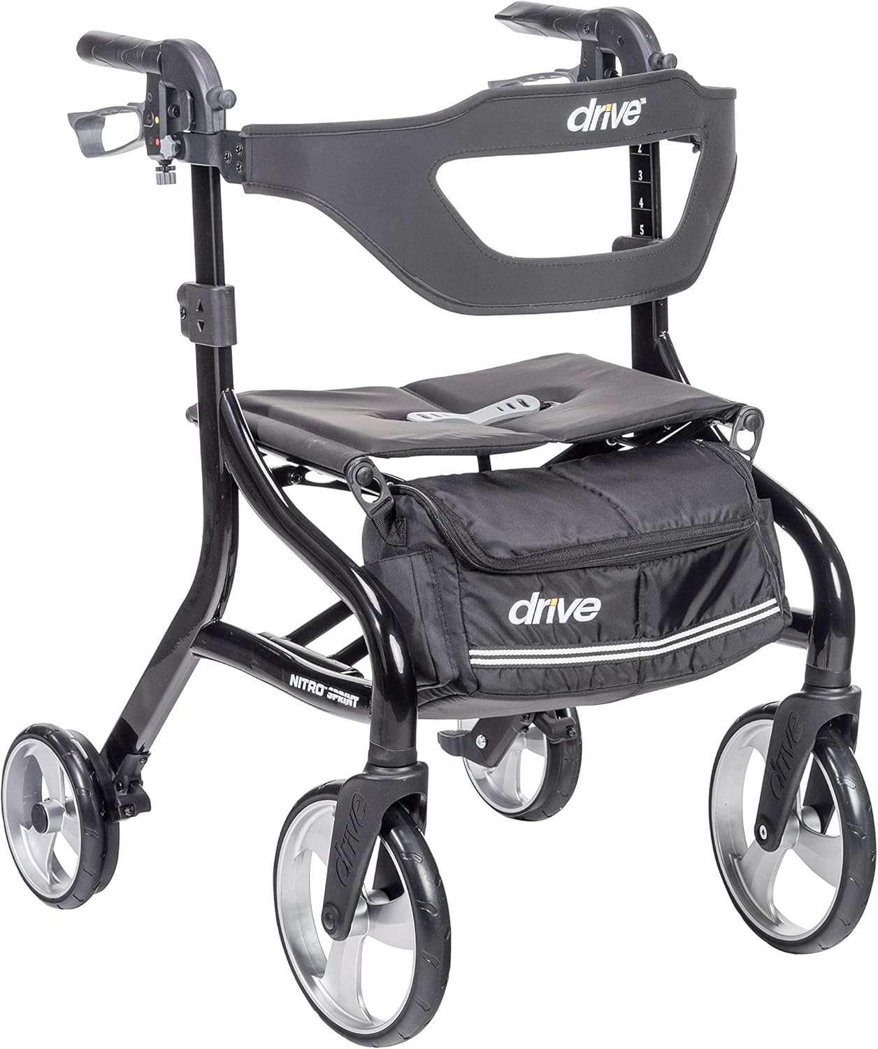 Drive Medical Nitro Sprint Foldable Rollator Walker with Seat