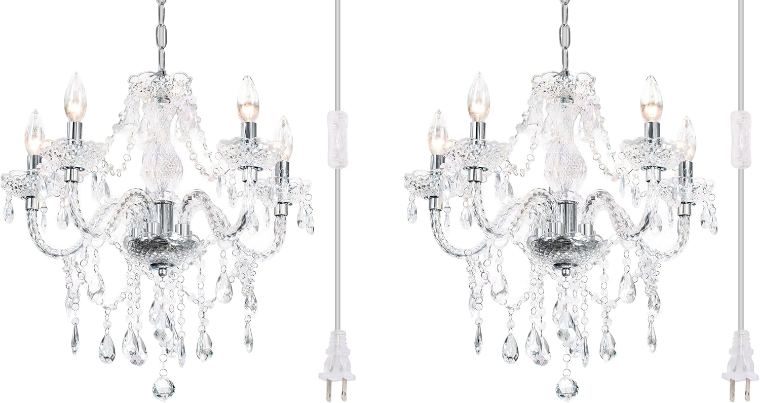 2PCS Plug-in Crystal Hanging Pendant Lights for Any Room