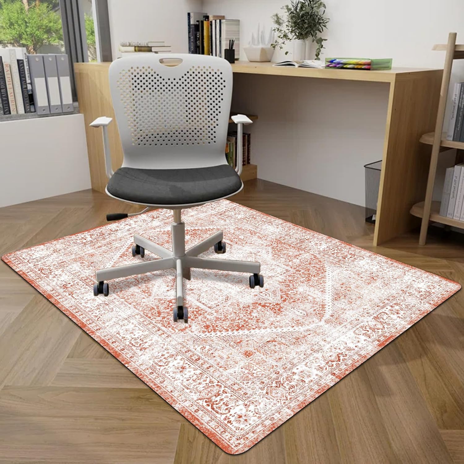 Boho Under Desk Chair Mat - Non Slip & Washable - Large Floor Protector