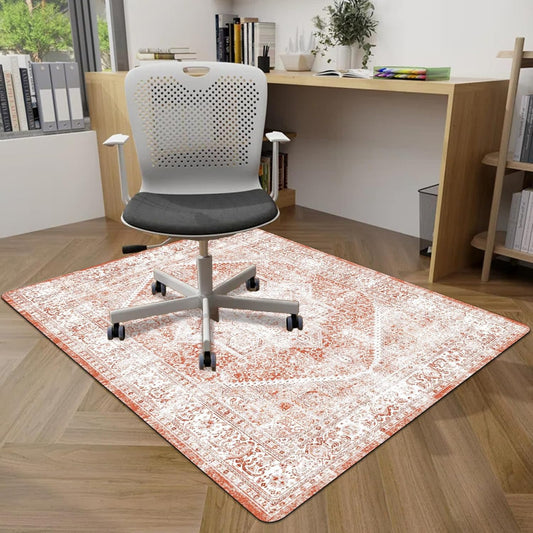 Boho Under Desk Chair Mat - Non Slip & Washable - Large Floor Protector
