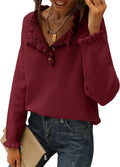 BTFBM Womens Ruffle Button Down Sweater - Soft Knit Casual Top