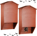 Bat House 2 Pack Cedar Wood 2 Chamber Bat Box - Weatherproof Roosting