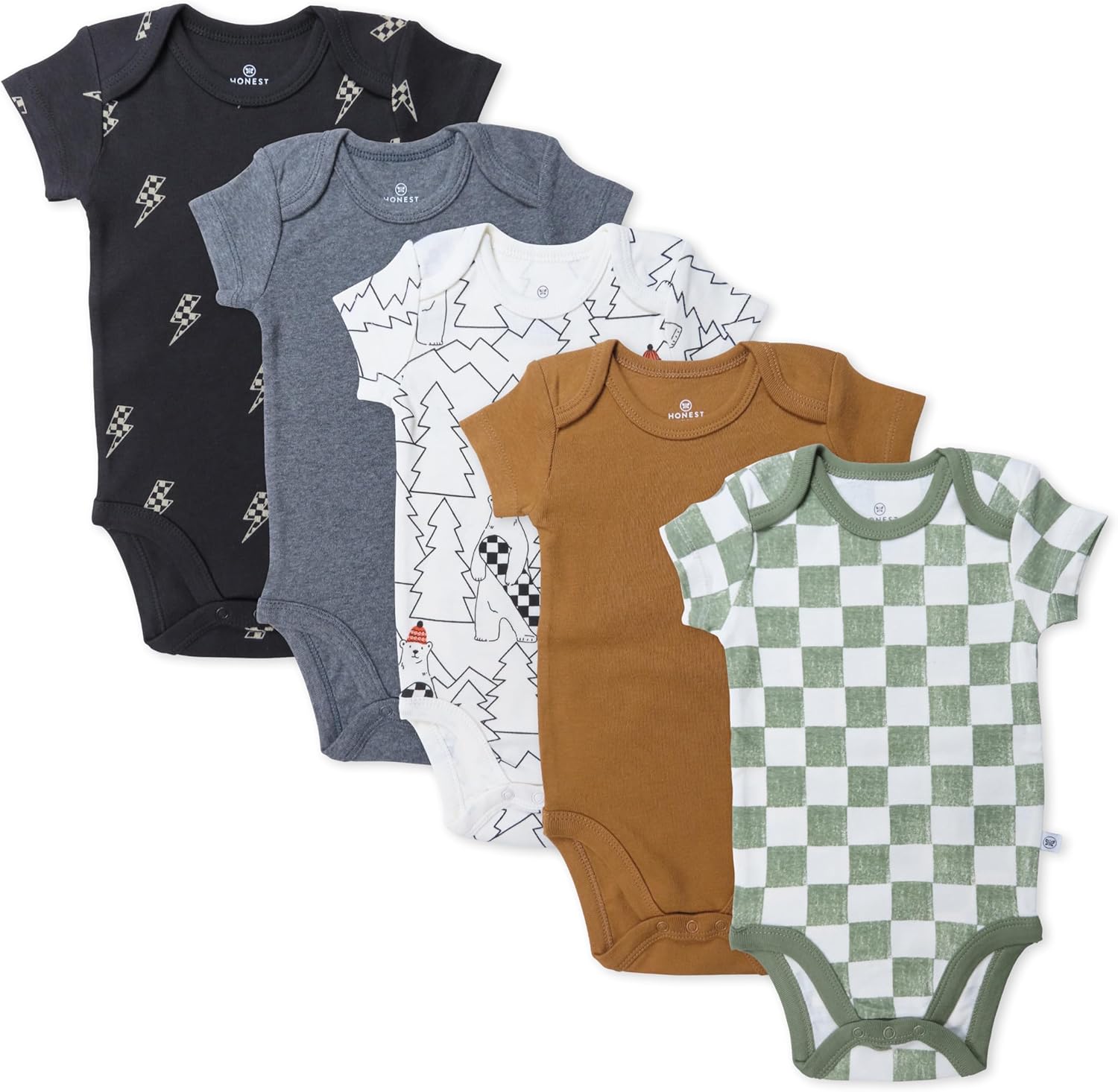 5-Pack Short Sleeve Bodysuits for Infant Boys - Organic Cotton