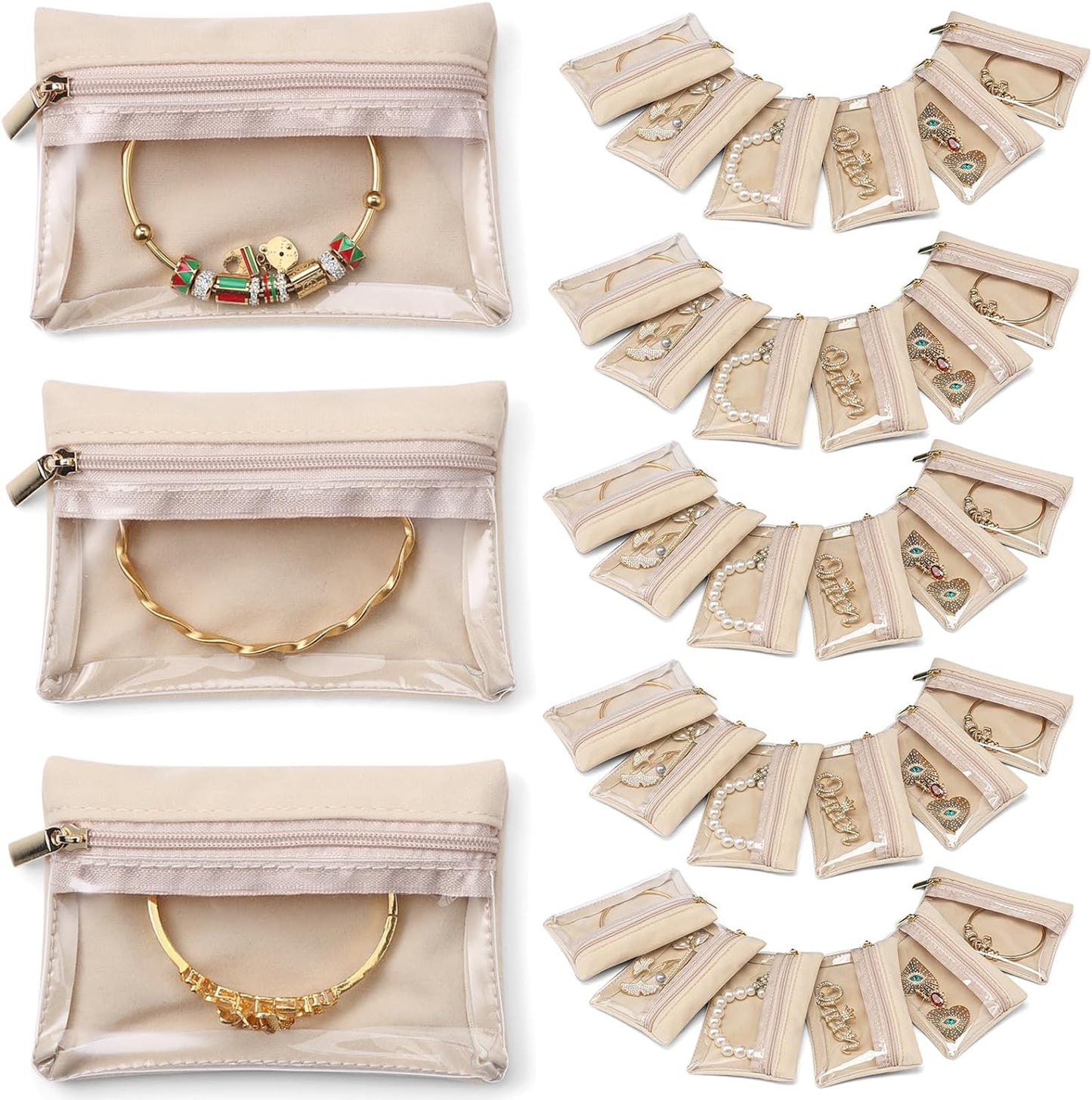 Vlando 33 Pcs Travel Jewelry Case Velvet Organizer for Women