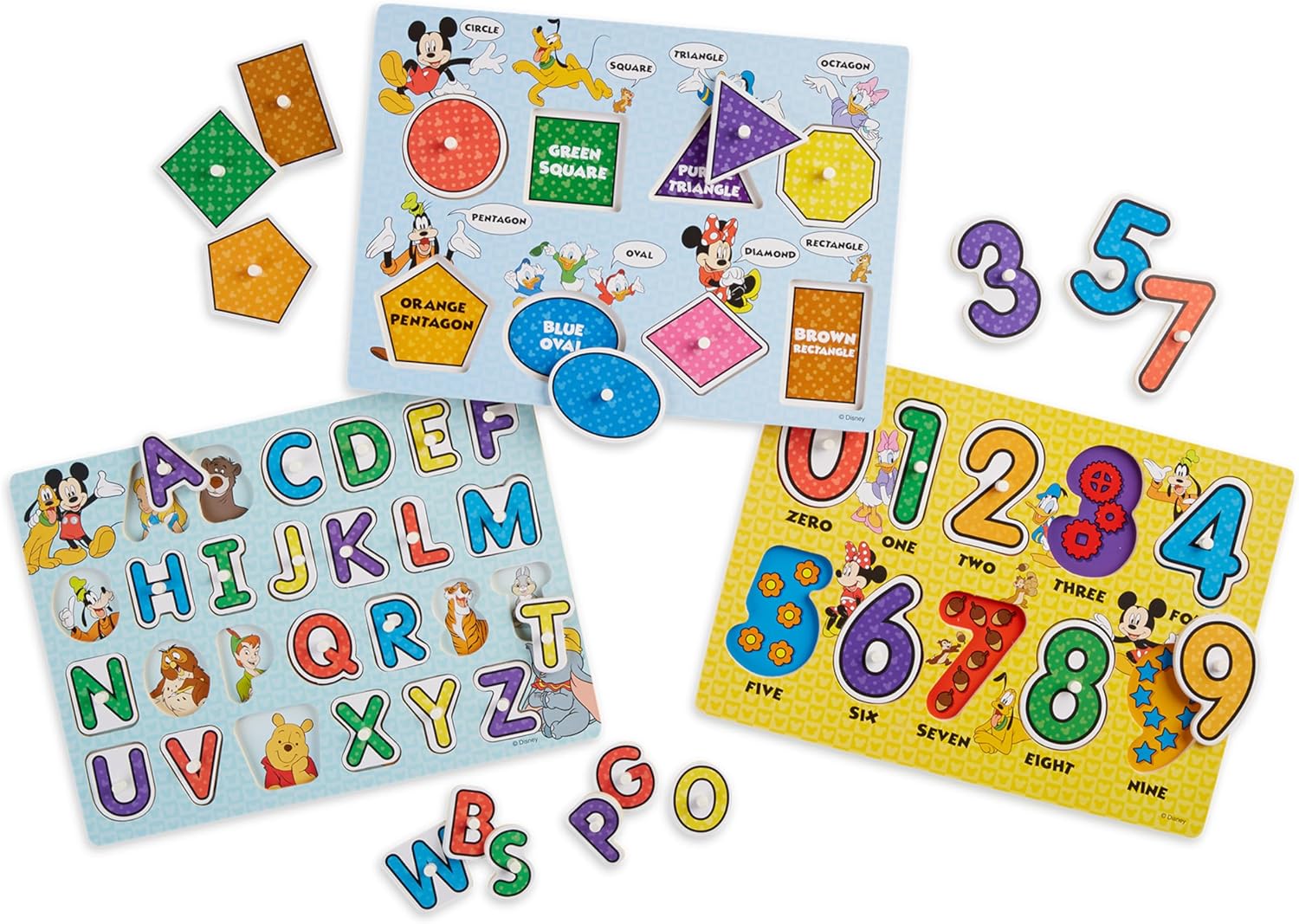 Disney Wooden Peg Puzzles Set for Early Learning Fun