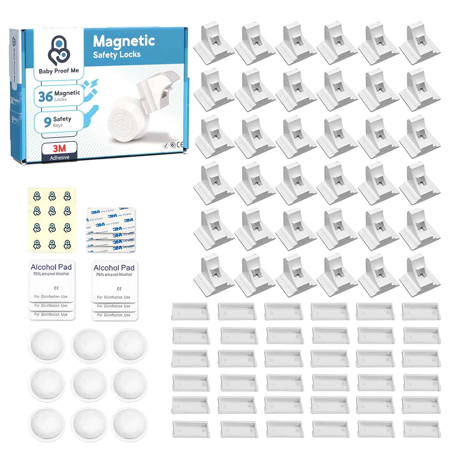 Magnetic Cabinet Locks for Child Safety - 36 Locks & 9 Keys