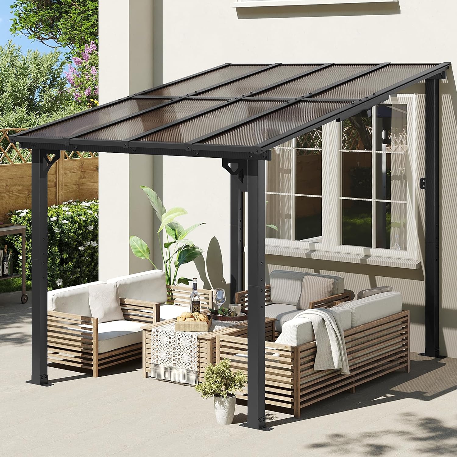 Aoxun 8x10 Gazebo: Heavy Duty Wall-Mounted Awning for Outdoors