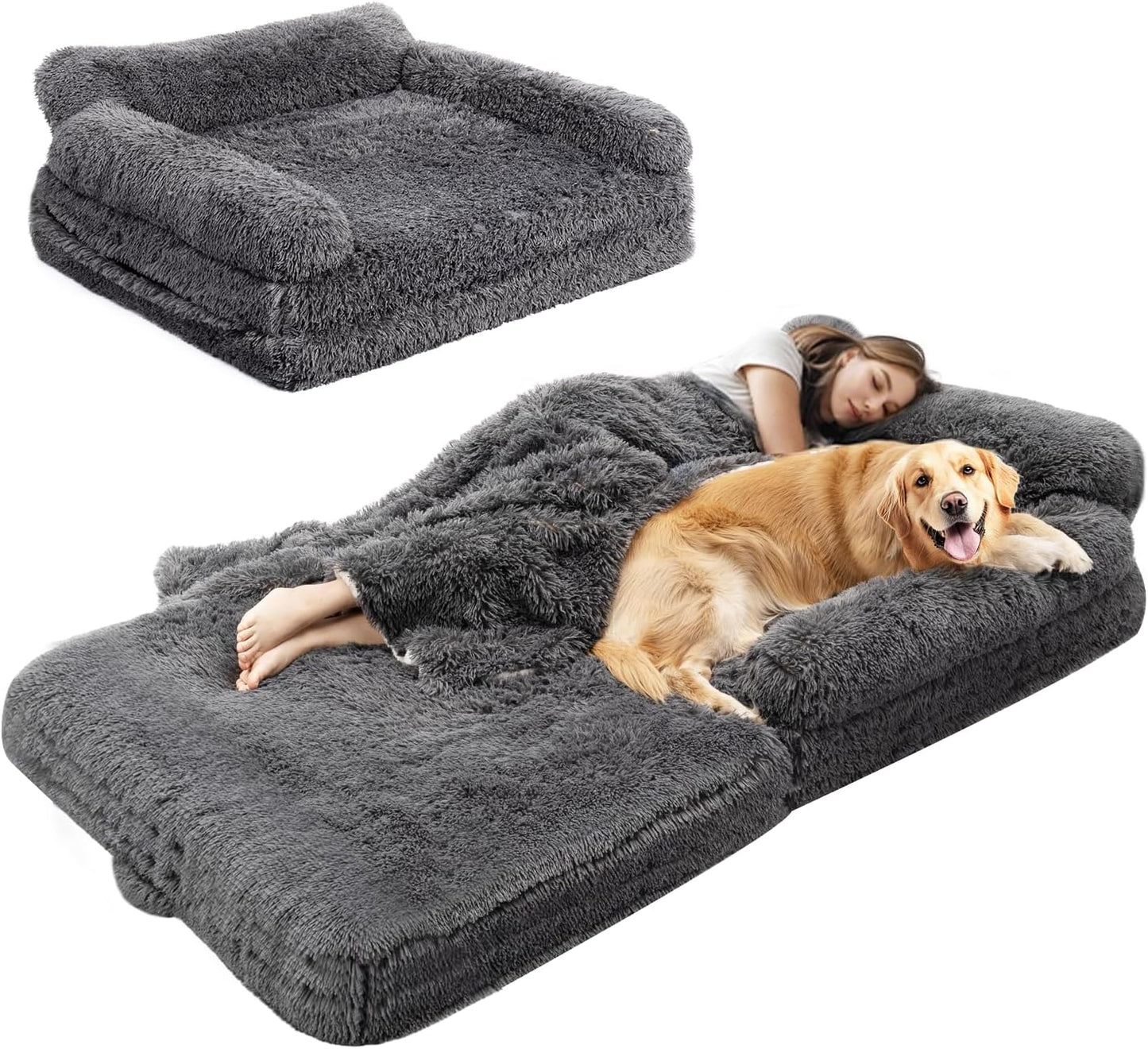 72 Inch Foldable Human Dog Bed with Memory Foam for Comfort