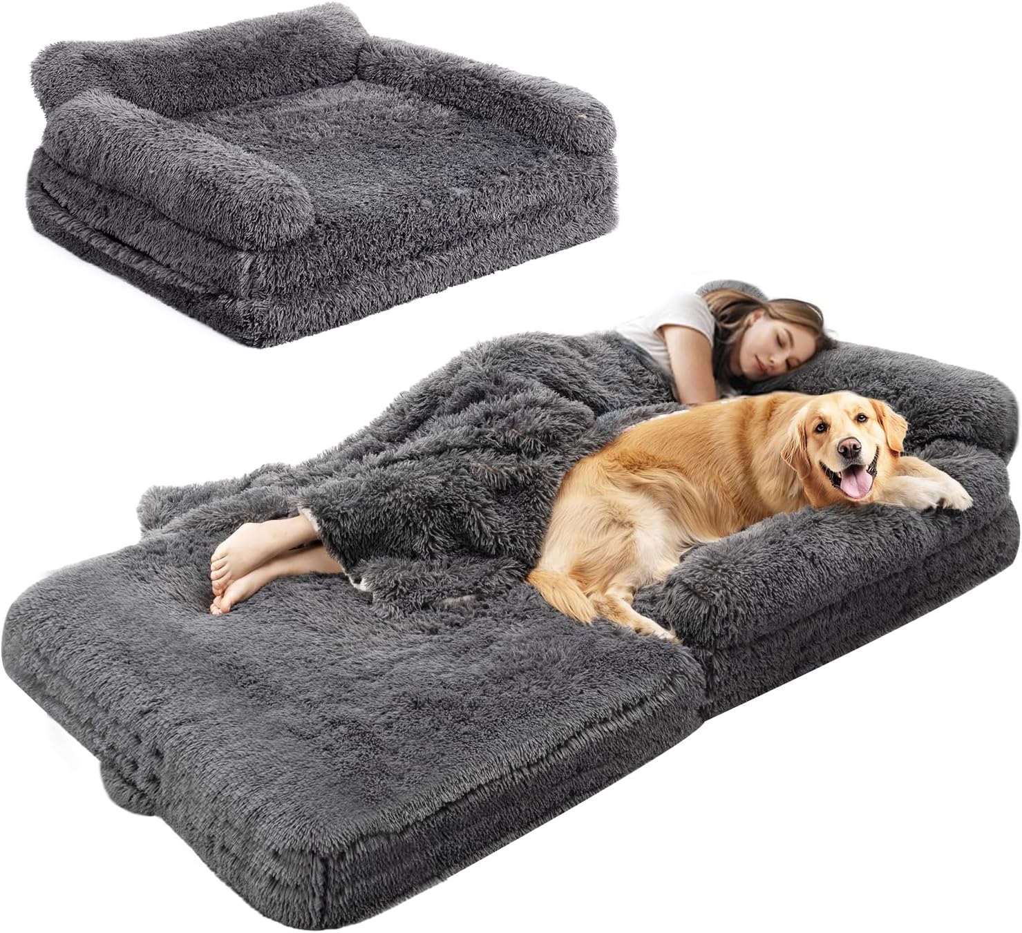 72 Inch Foldable Human Dog Bed with Memory Foam for Comfort