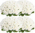 Auihiay 104pcs White Artificial Roses for Wedding and Table Decor
