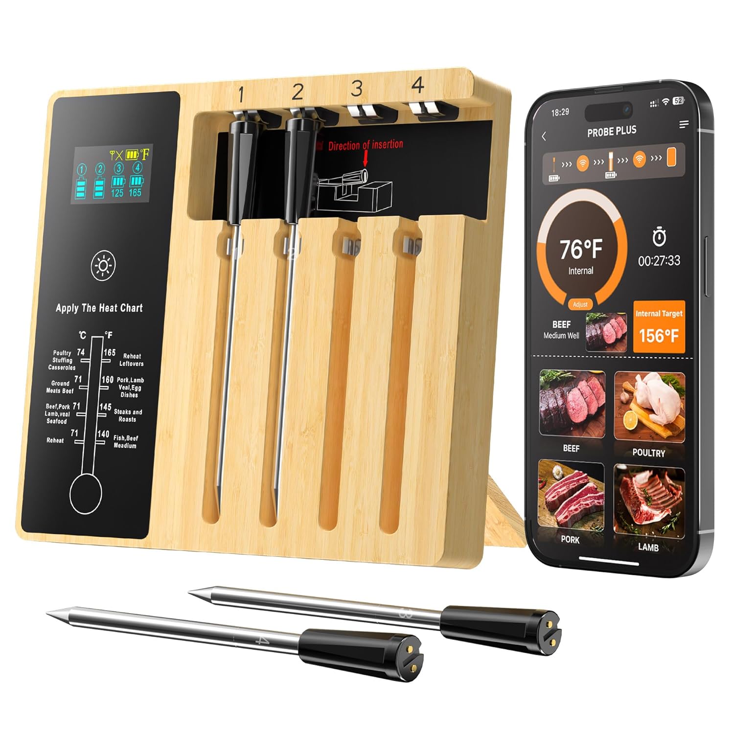TIMETOP Wireless Meat Thermometer: Grill with 4 Probes!