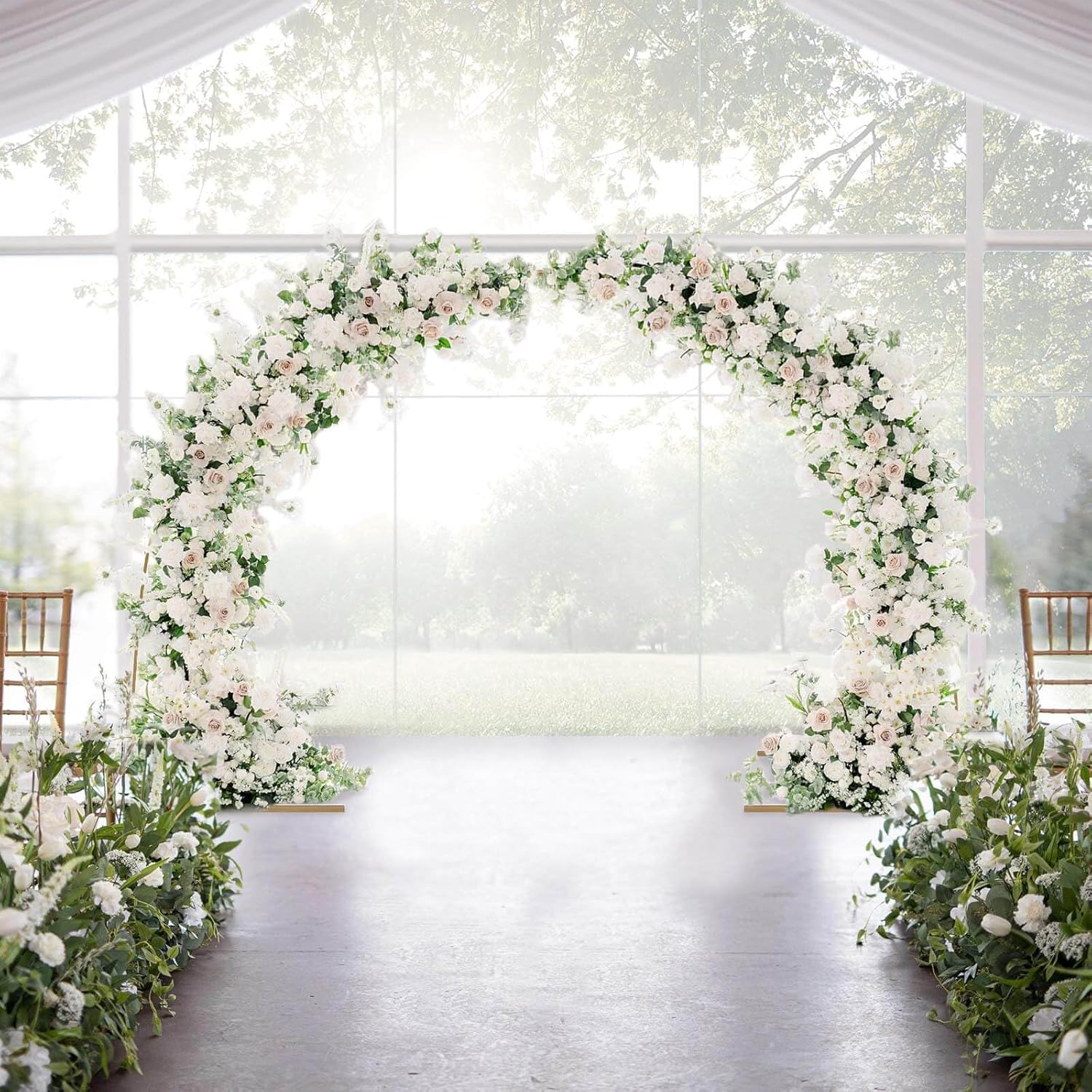 8ft Gold Metal Crescent Moon Wedding Arch for Stunning Backdrops