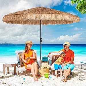 JEAREY 9FT Patio Umbrella Thatched Tiki Outdoor Umbrella