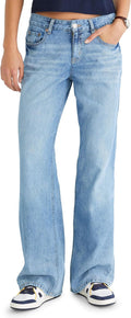 AEROPOSTALE Women's Low-Rise Baggy Wide-Leg Jean for Comfort
