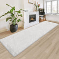 Runner Rug for Bedroom White 2x8ft Fluffy Area Rug - Soft Bedside