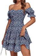 LYANER Tie Back Off Shoulder Wrap Ruffle Mini Dress - Flattering Shoes