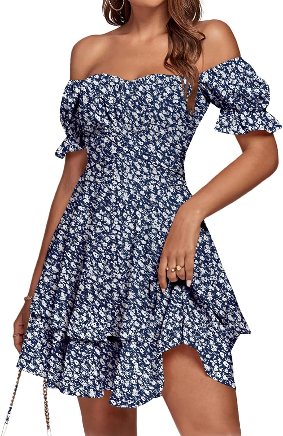 LYANER Women's Tie Back Off Shoulder Ruffle Mini Dress Review