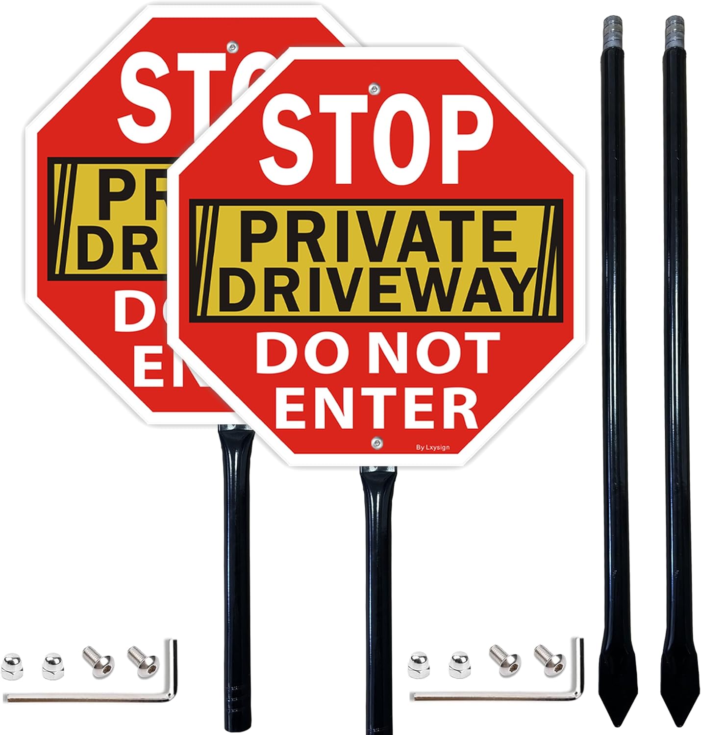 2Pack Stop Sign for Private Driveway - Reflective Aluminum Signs