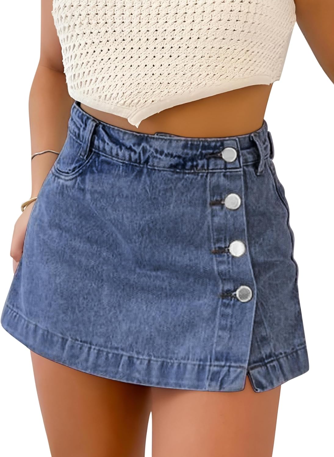 Trendy Denim Skort for Women with Slit Mini Design and Comfort