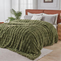 Lotus Karen Faux Fur Throw Blanket Dark Green - Ultra Soft 90in