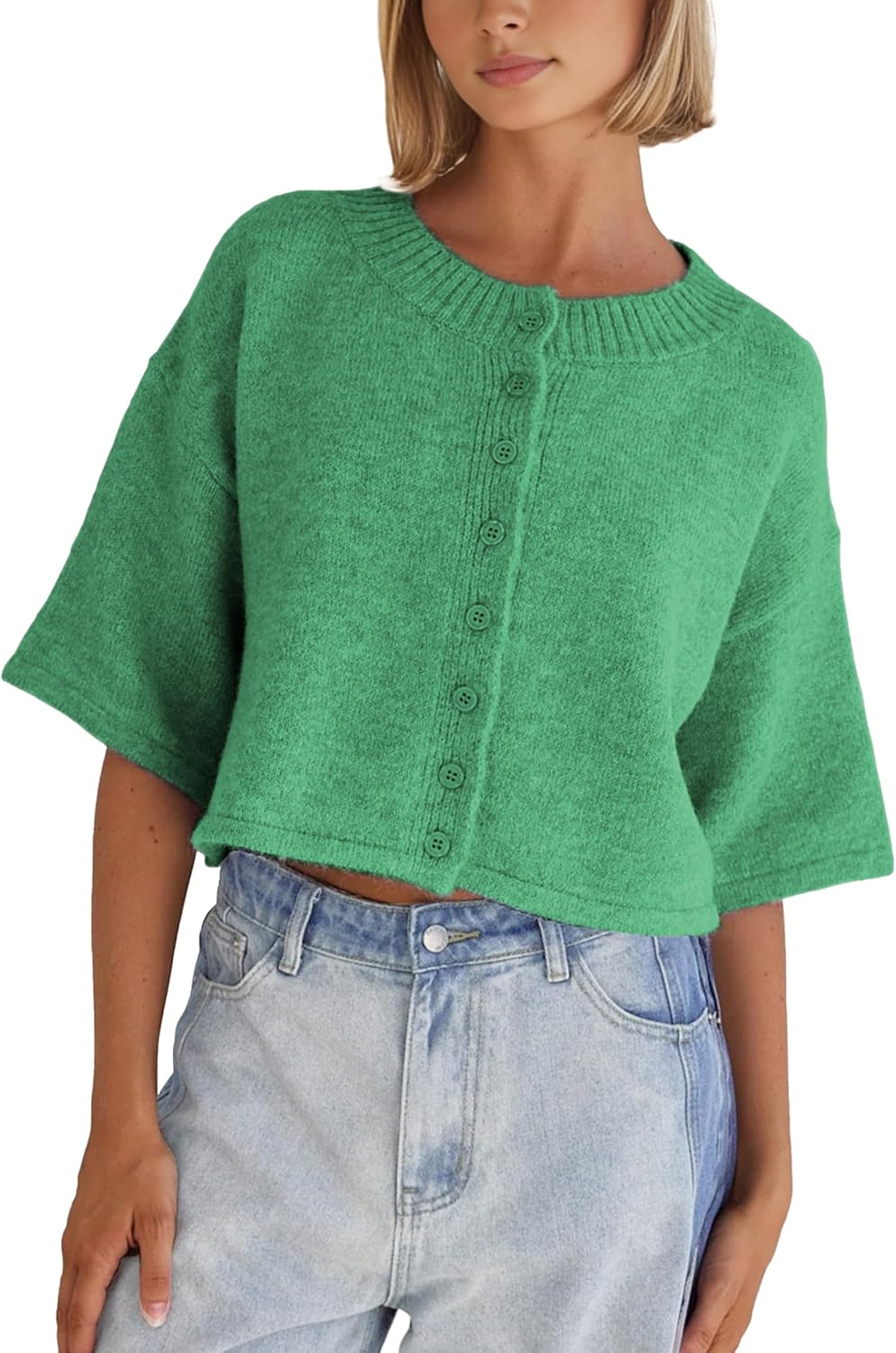 Lightweight Knit Cropped Cardigan for Women by Springrain