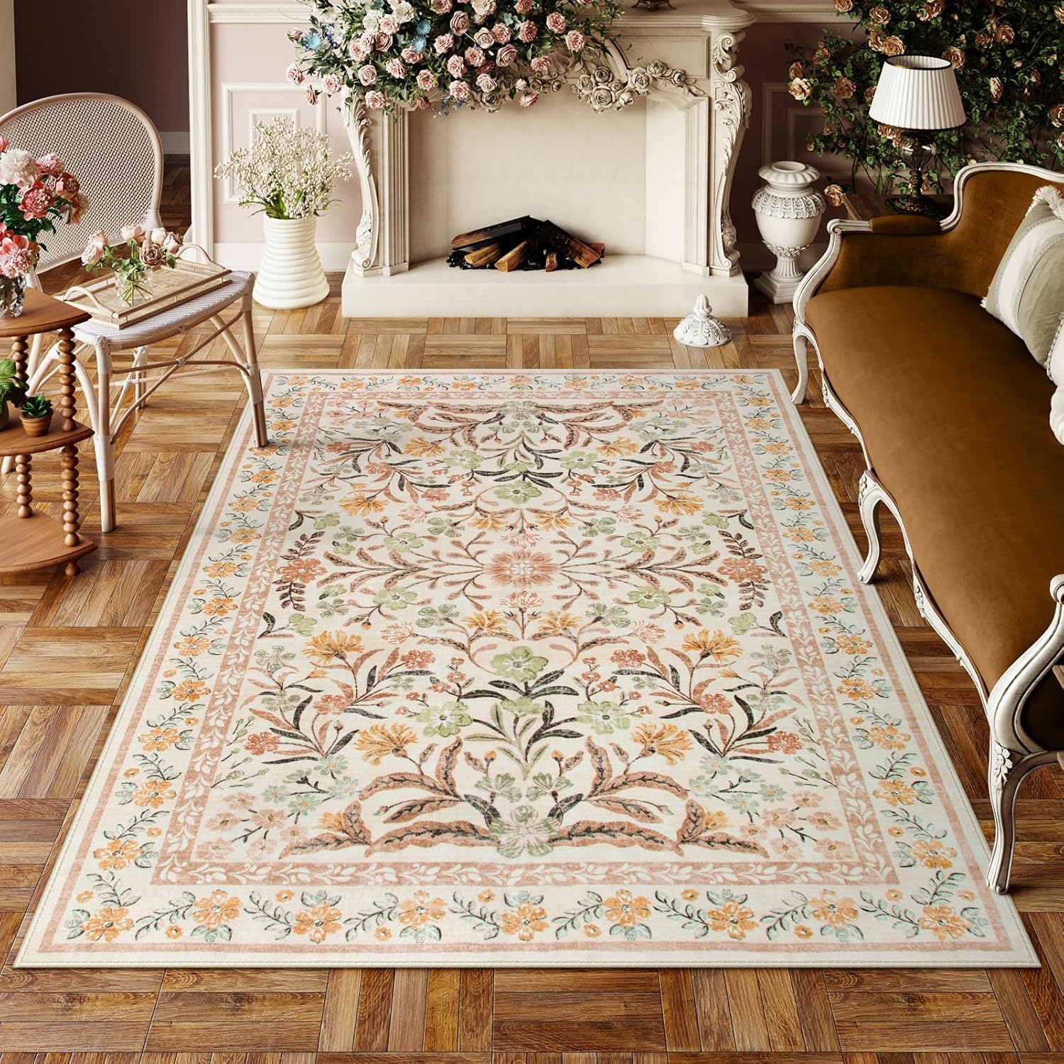 Lahome Fall Boho Washable Area Rugs 5x7 for Cozy Home Decor