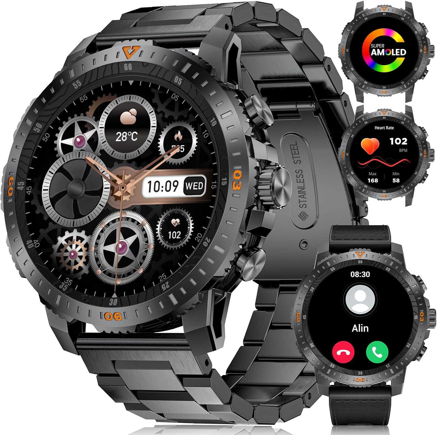 5ATM Waterproof Military Smartwatch by HIRREO - Answer Calls! 