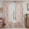 Linen Blend Floral Curtains 96 in - Light Filtering Peony Drapes
