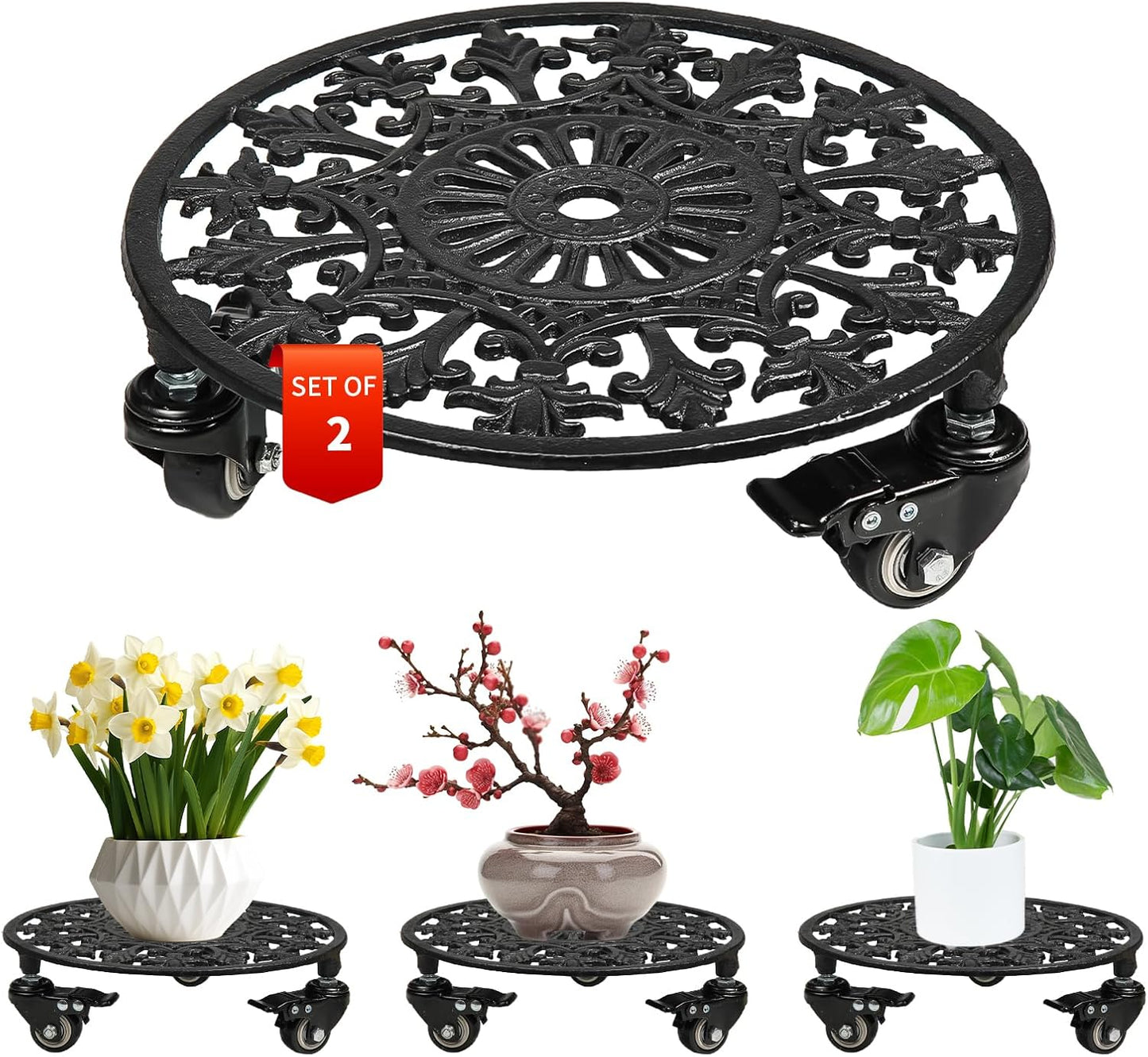 Rolling Plant Stand with Wheels for Easy Plant Movement