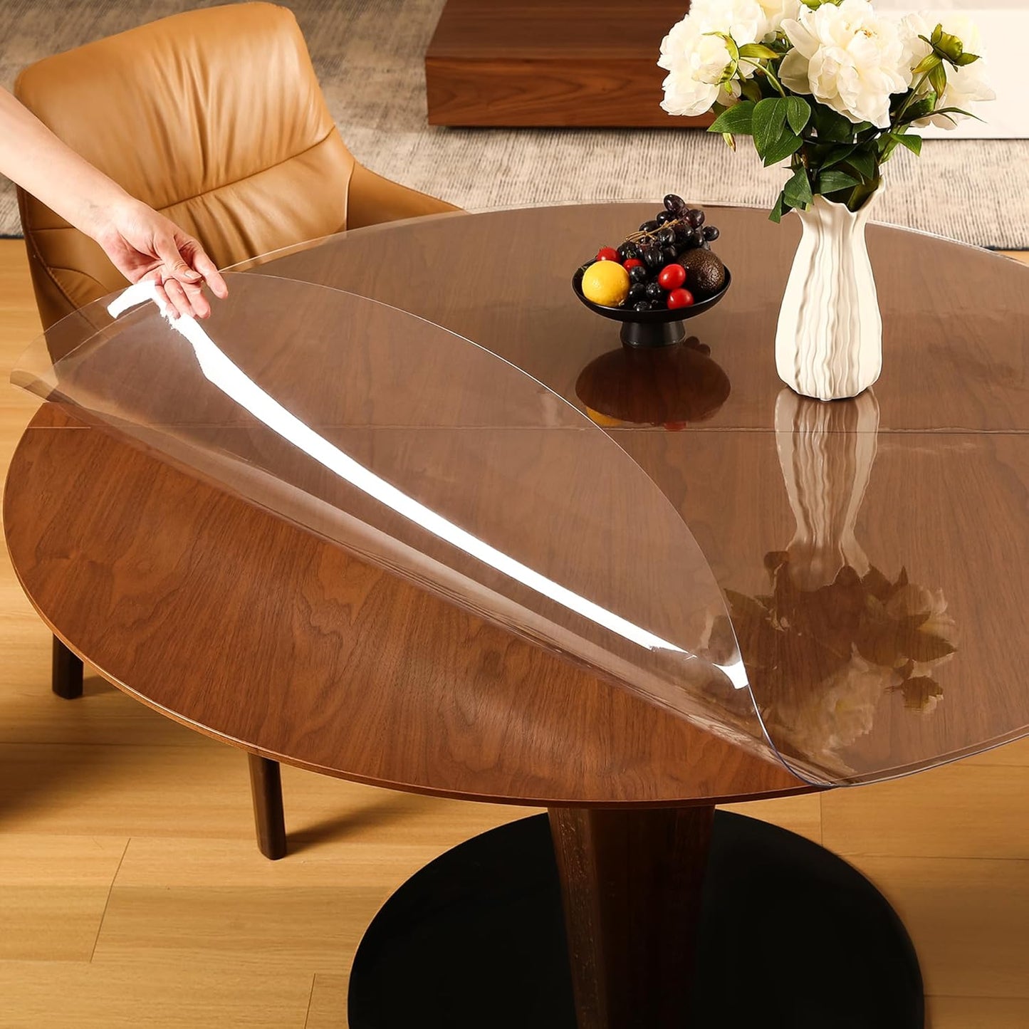 Clear Round Table Cover Protector 41ft' - Waterproof & Durable