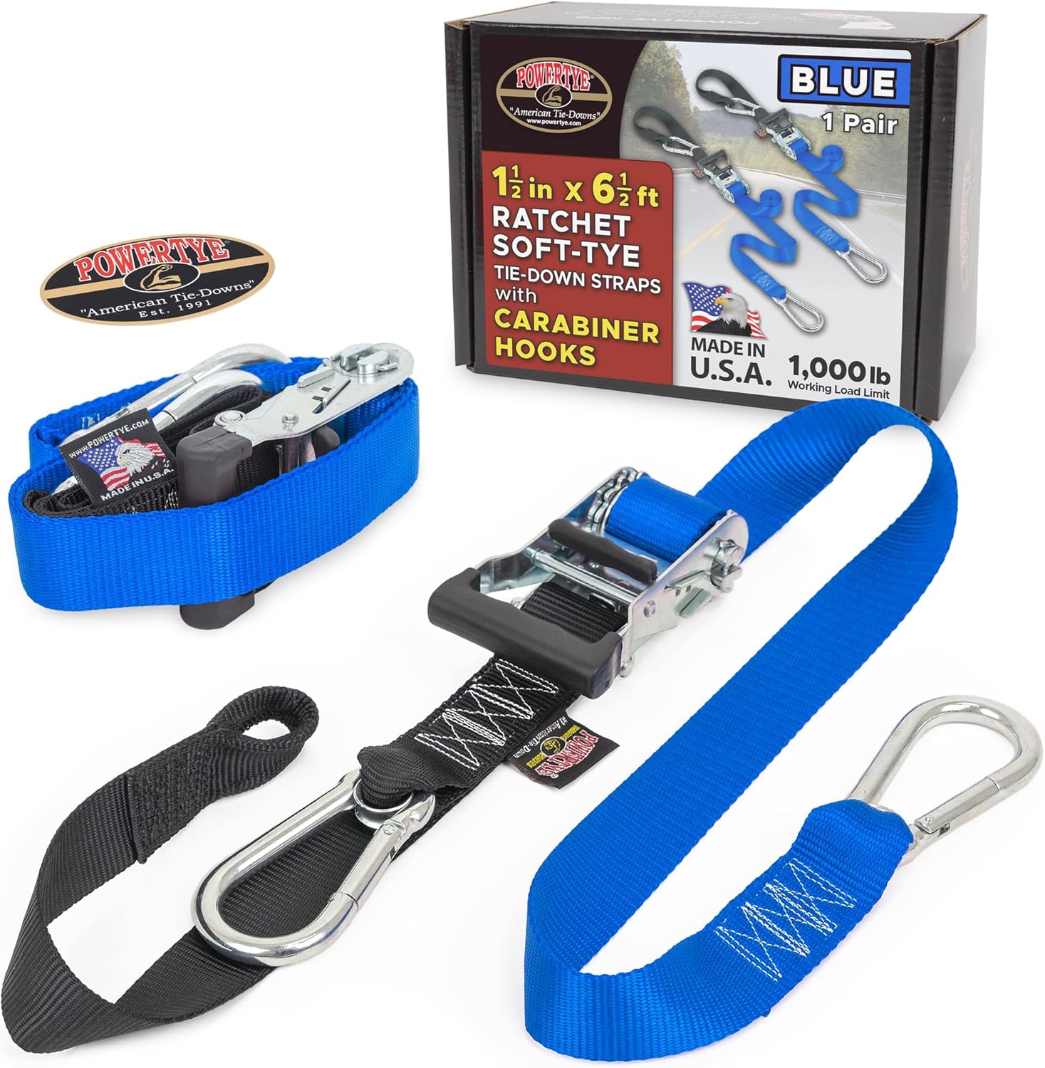 PowerTye Heavy Duty Ratchet Tie-Down Straps for Secure Transport