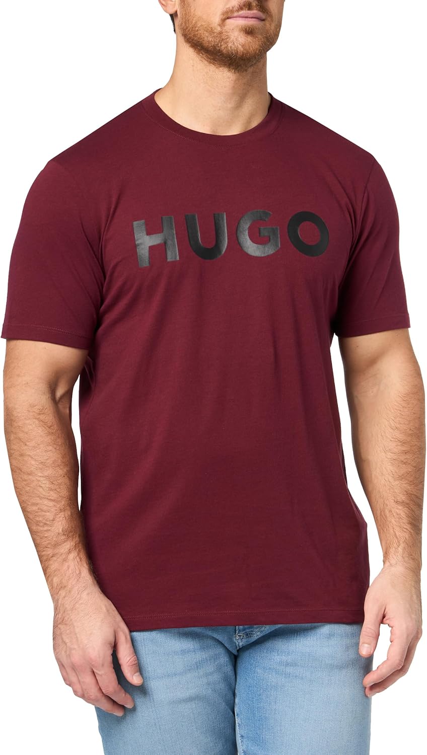 HUGO Mens Print Logo Short Sleeve T-Shirt for Stylish Comfort