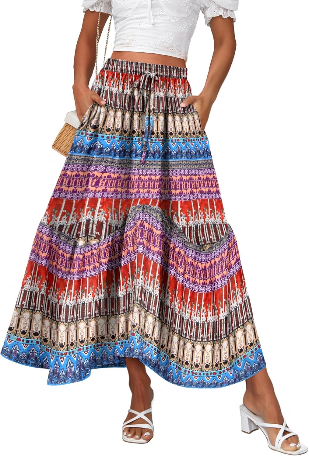 Zeagoo Long Skirts for Women High Waist A Line Casual Flowy