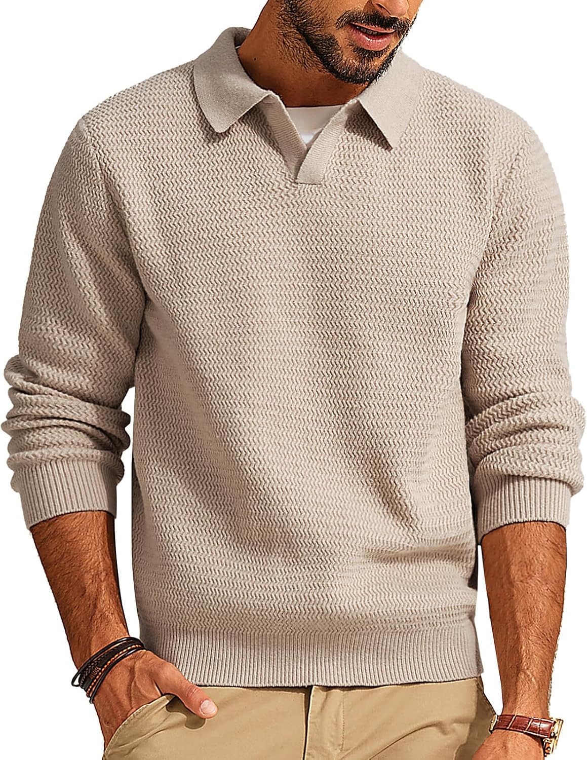 Stylish V Neck Pullover Sweater for Men by PJ PAUL JONES