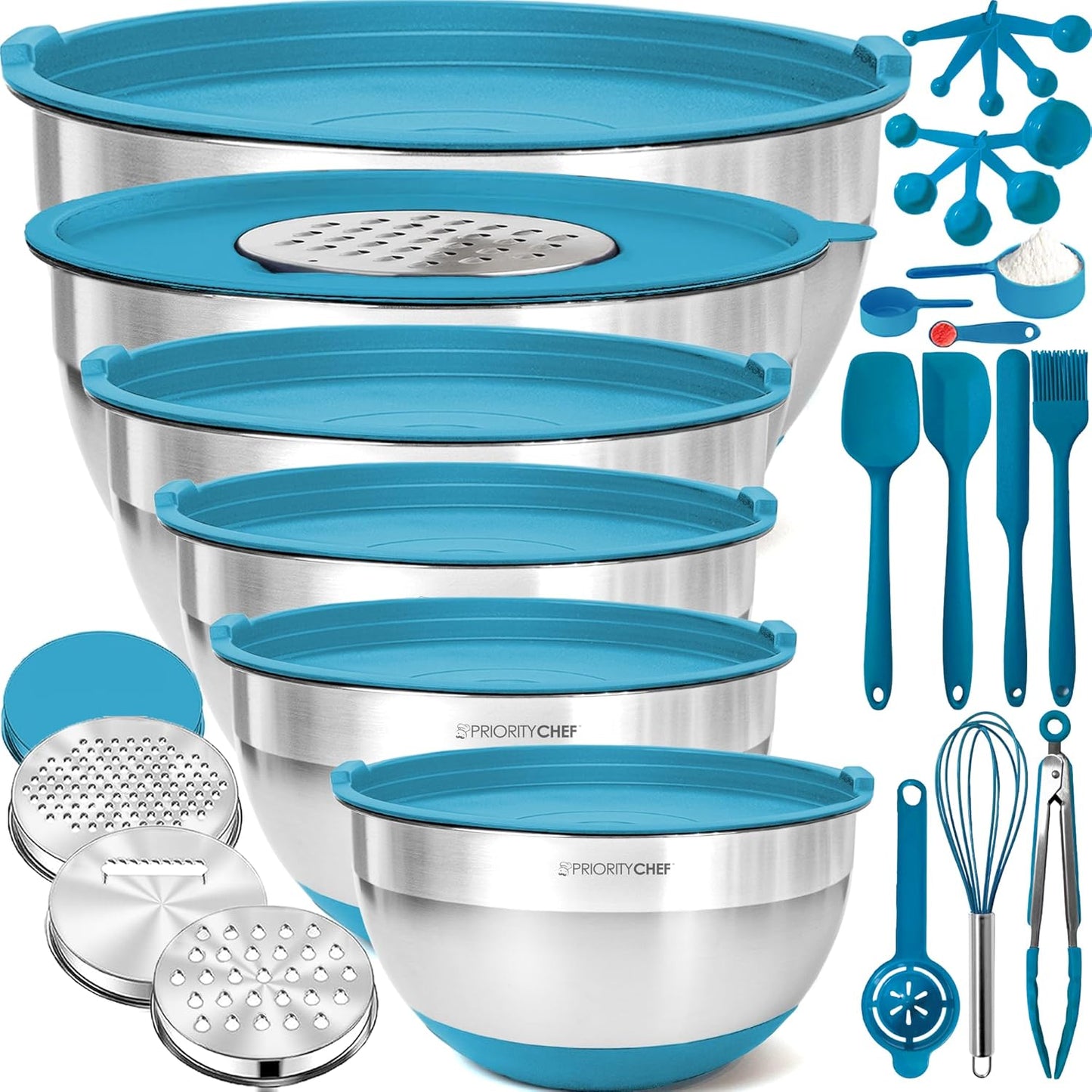 Priority Chef Stainless Steel Mixing Bowls Set with Lids 30Pcs