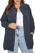 Eytino Womens Plus Size Corduroy Boyfriend Shacket Jacket - Casual