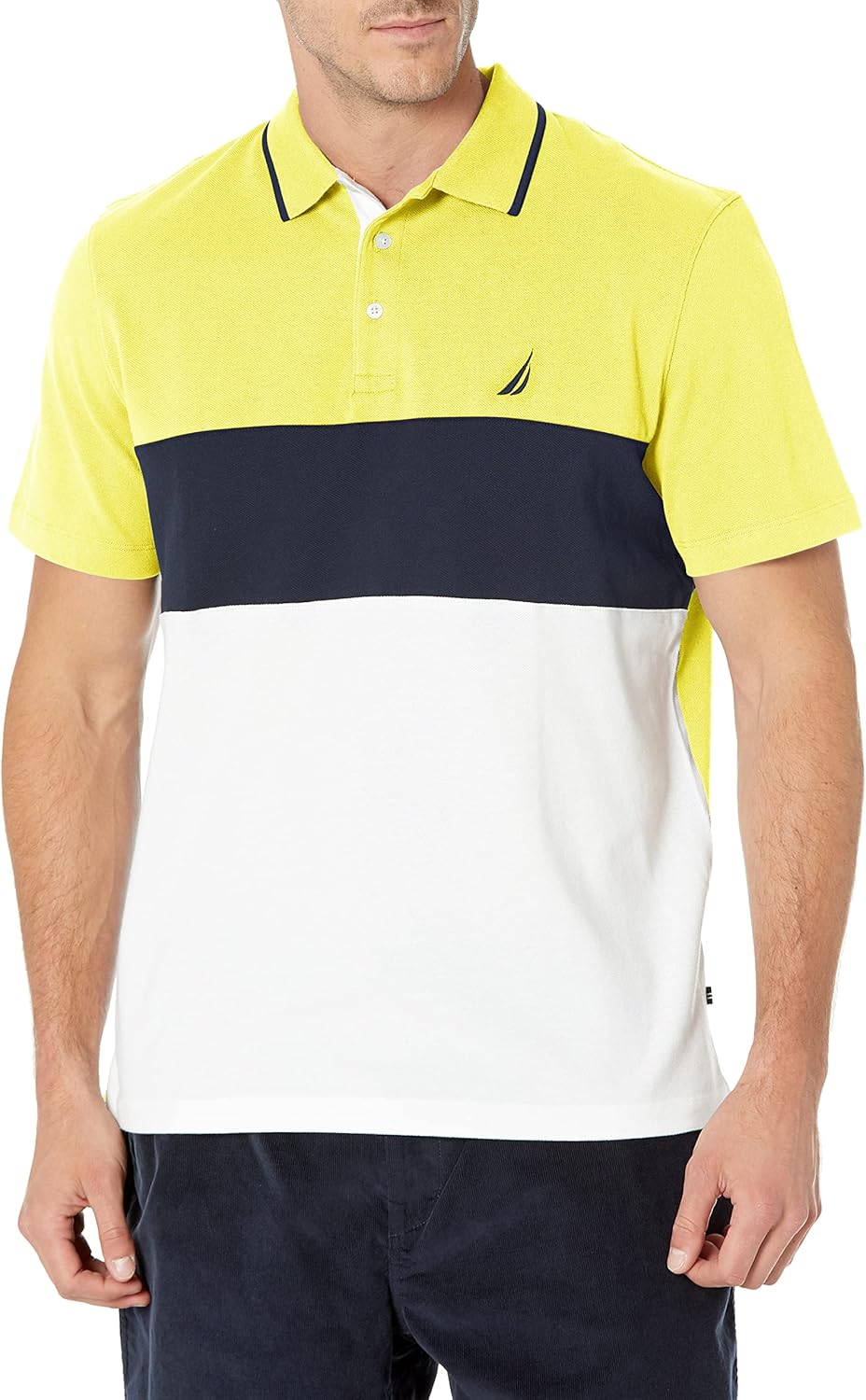 Nautica Men's Short Sleeve Color Block Polo Shirt for Comfort