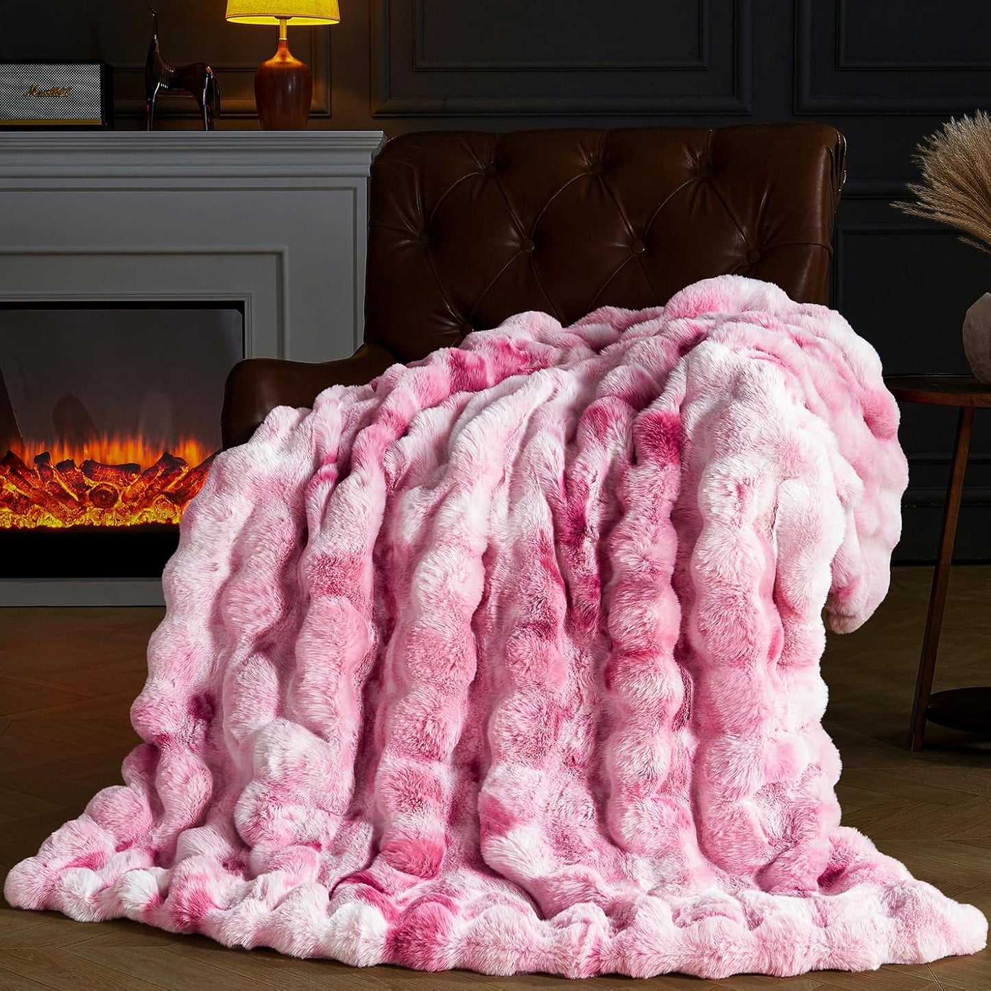 Faux Fur Throw Blanket for Couch, Cozy Shaggy Rabbit Blanket