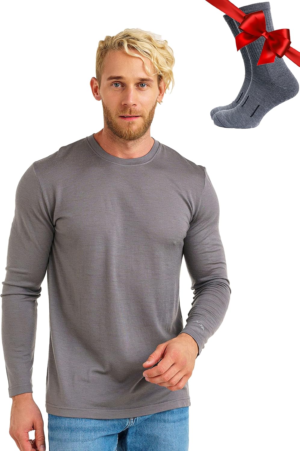 Merino Wool Base Layer - Mens Thermal Shirts & Socks Set
